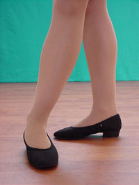 Black canvas character low heel